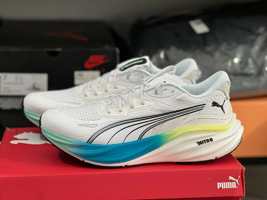 Puma Deviate Nitro 2 Men's Running Shoes White Blue Glimmer Multi-color 376918-05