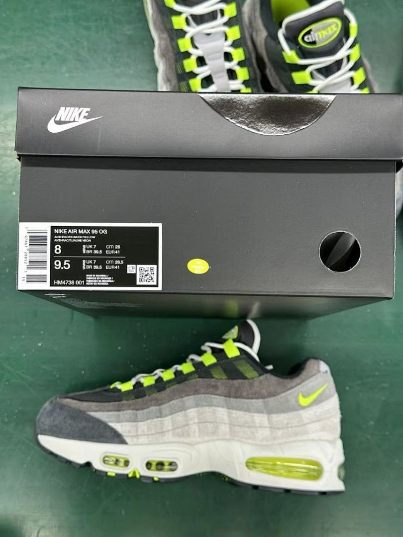 Nike Air Max 95 OG Neon Volt Grey Black Men's Lifestyle Sneakers CT1689-001