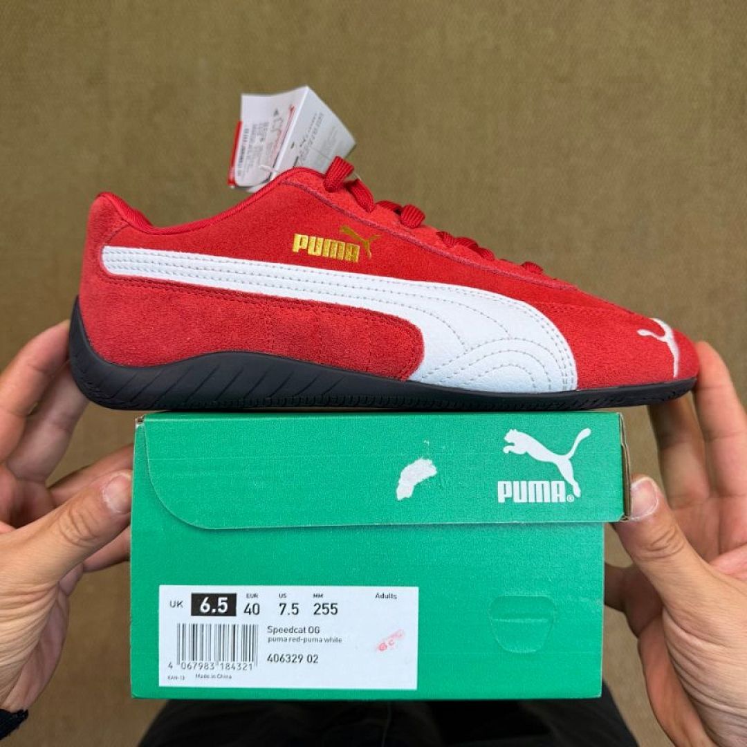PUMA Speedcat Scuderia Ferrari Motorsport Driving Shoes Red White Suede Men's Sneakers