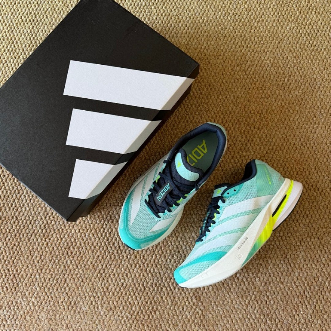 Adidas Adizero Adios Pro 3 Running Shoes - Pulse Mint / Lucid Lemon / Core Black - Men's Race Day Marathon Carbon Plate Sneakers - GZ8451