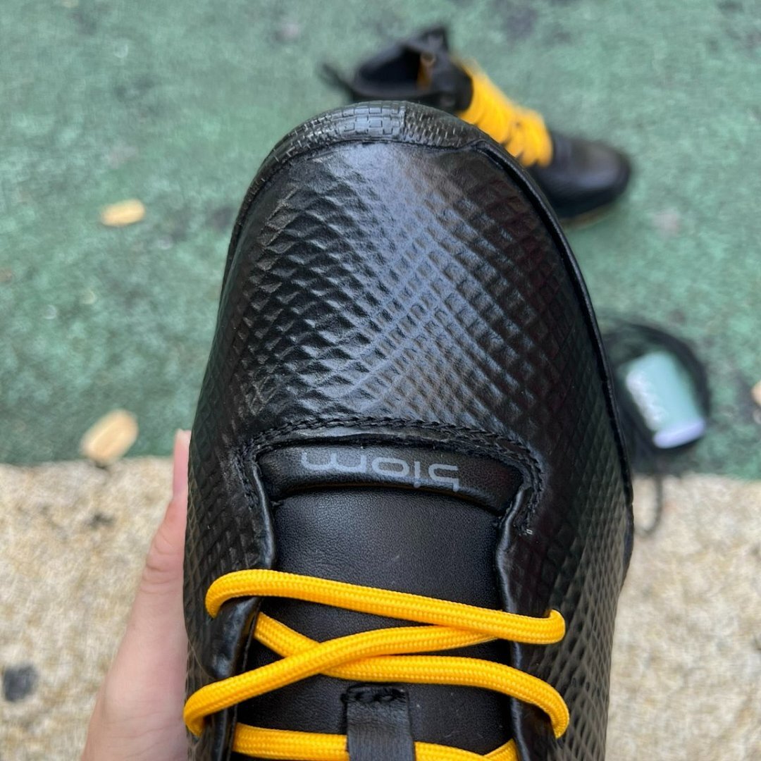 L5 SPORTS Men's High-Top Black Textured Sneakers Yellow Laces Gum Sole Casual Boots