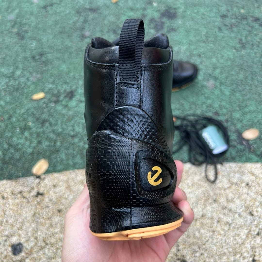 L5 SPORTS Men's High-Top Black Textured Sneakers Yellow Laces Gum Sole Casual Boots