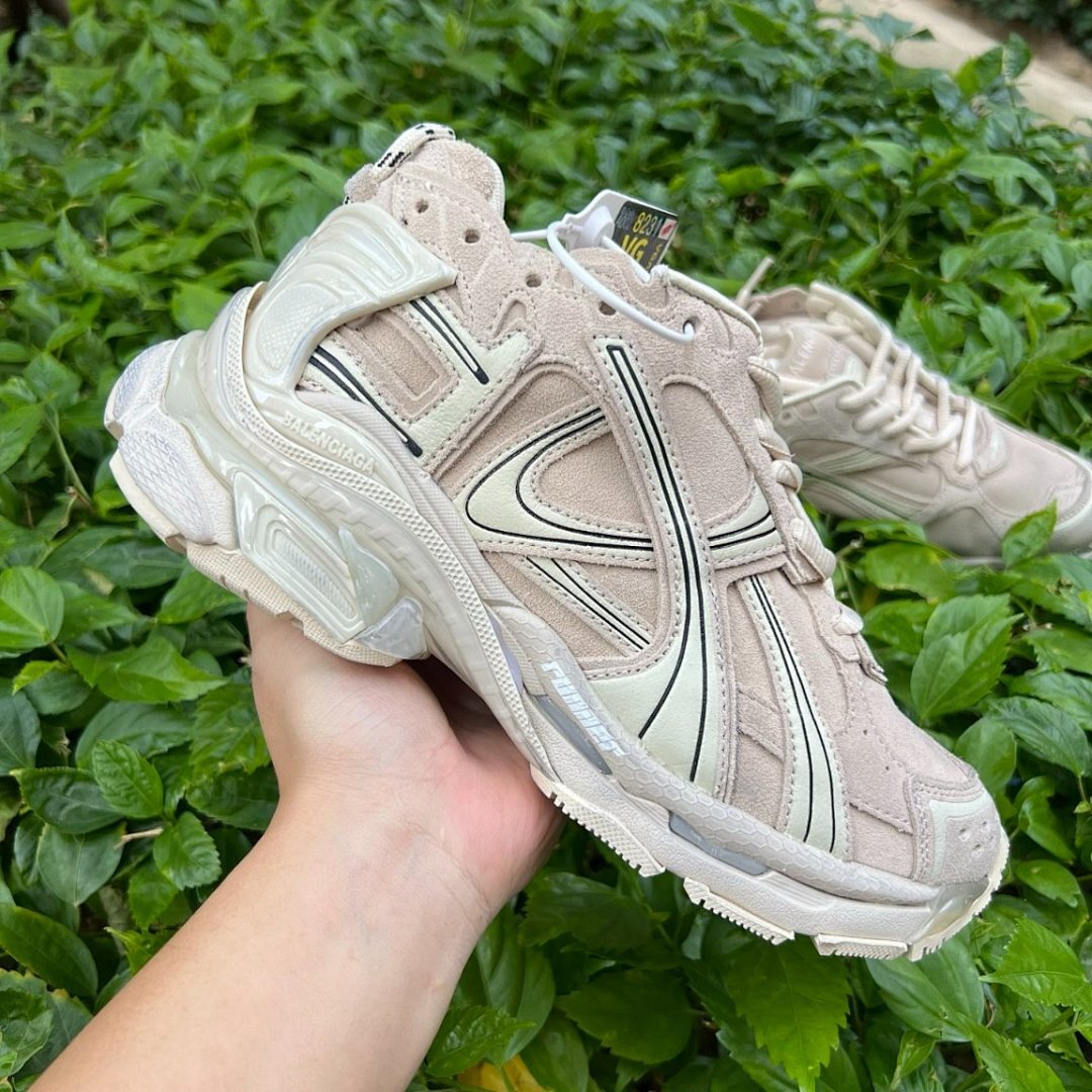 Balenciaga Runner Sneakers Beige Men's Women's Luxury Trainers Shoes