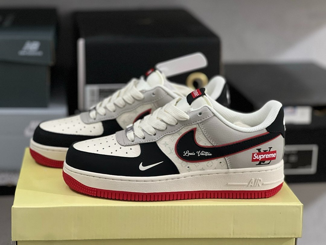 Nike Air Force 1 Low Louis Vuitton Supreme White Black Red Grey Sneakers