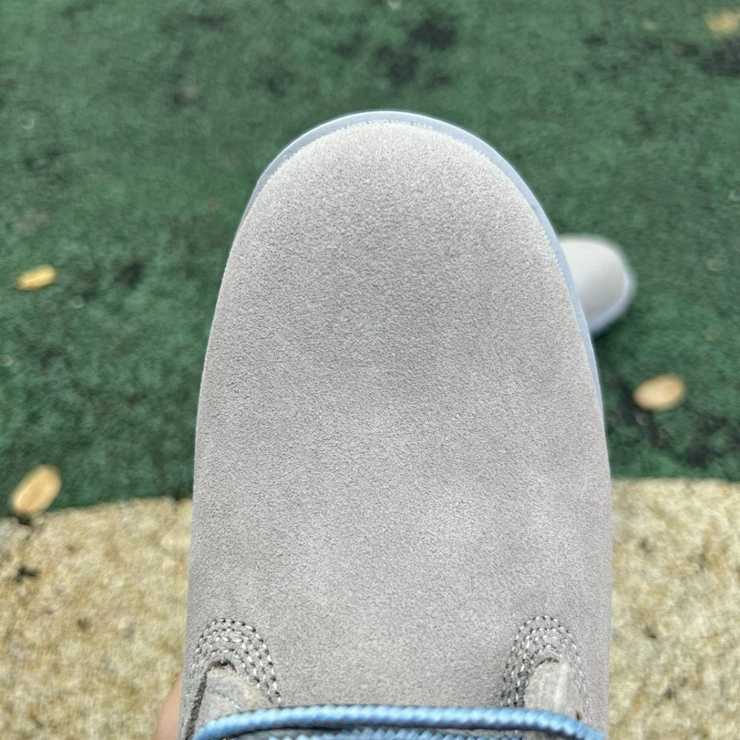 Timberland 6-Inch Premium Waterproof Boots Men's Women's Grey Nubuck Light Blue Sole