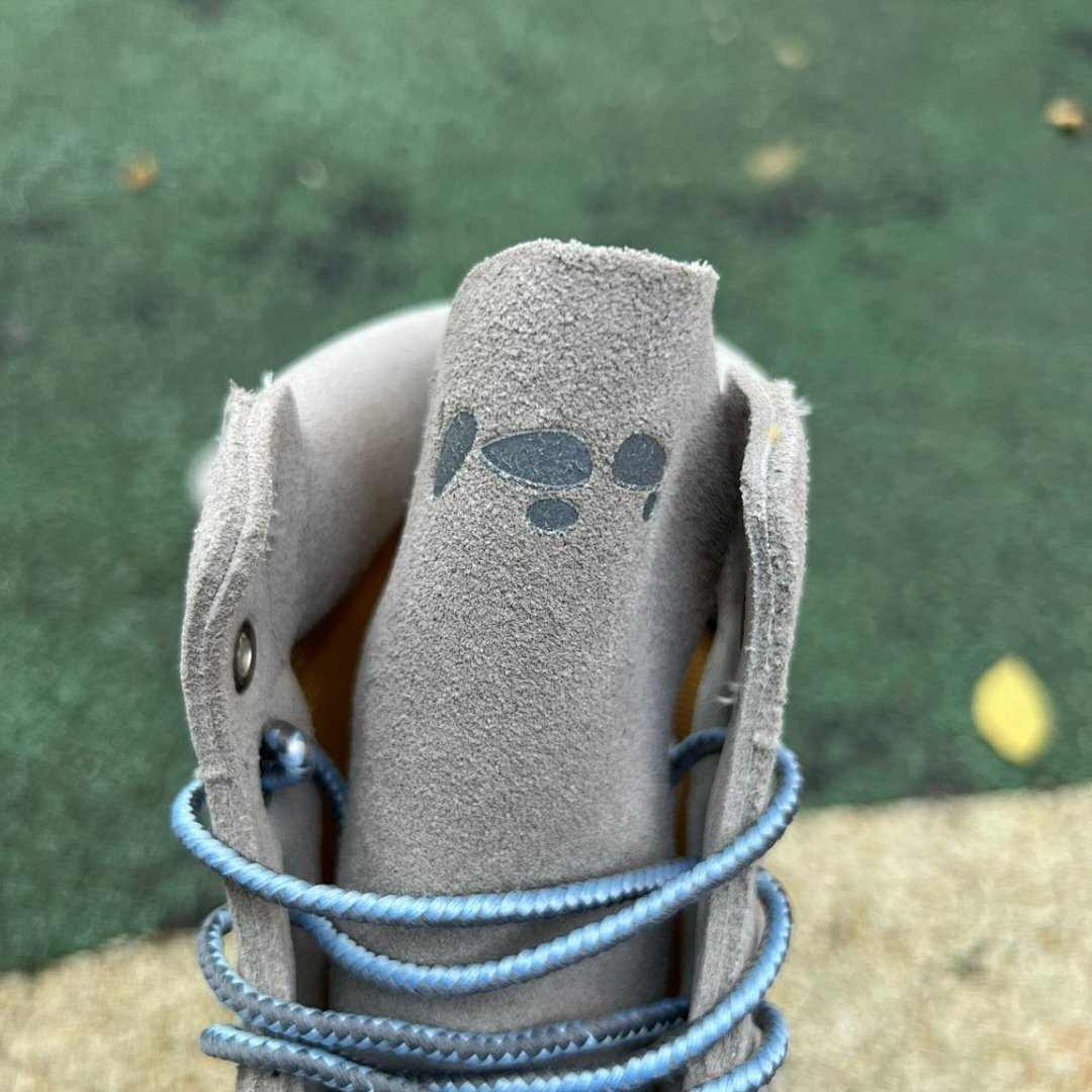 Timberland 6-Inch Premium Waterproof Boots Men's Women's Grey Nubuck Light Blue Sole