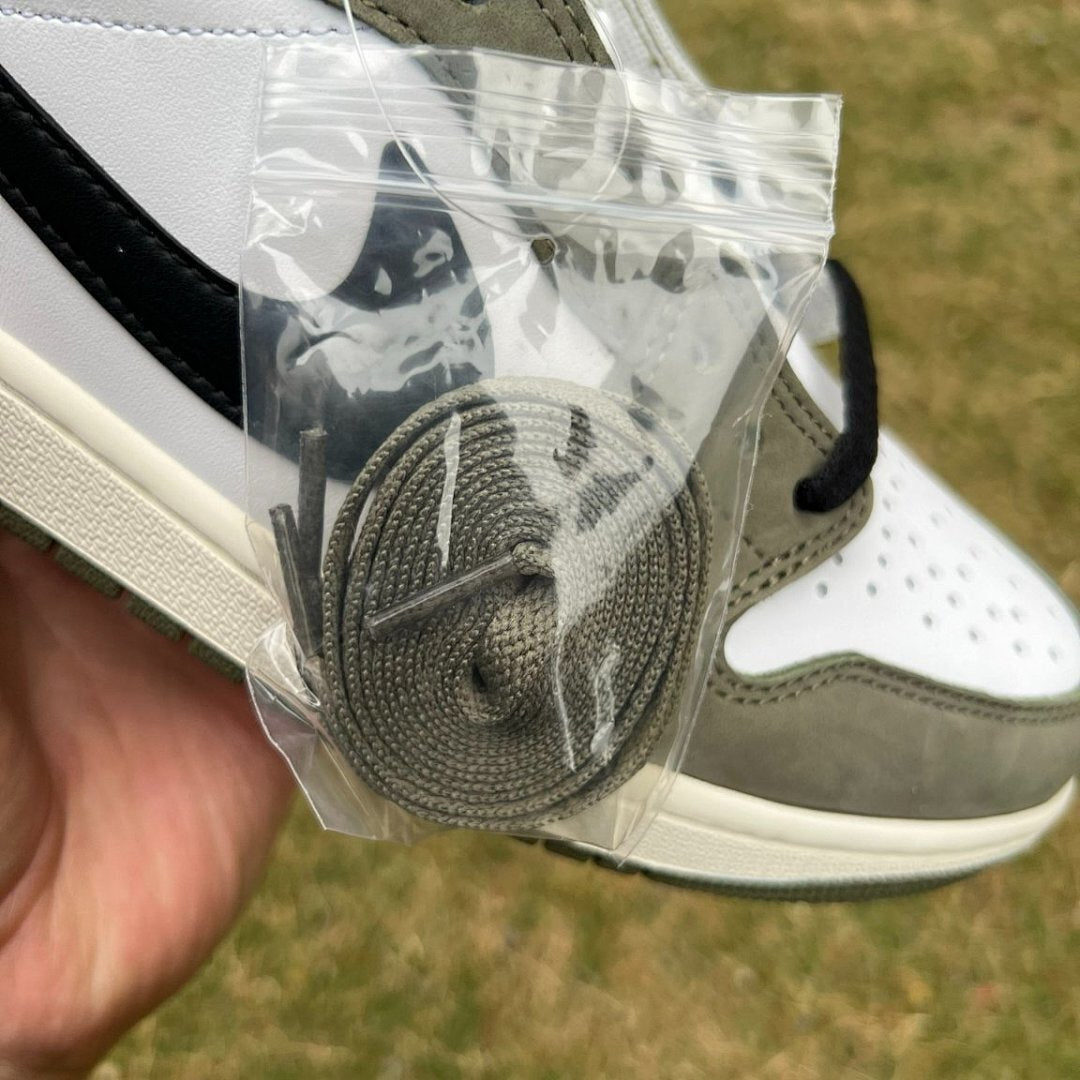 Travis Scott x Air Jordan 1 Retro Low OG 'Olive' Sneakers DZ4137-106 Nike Men's Women's Lifestyle Shoes White Olive Green Black