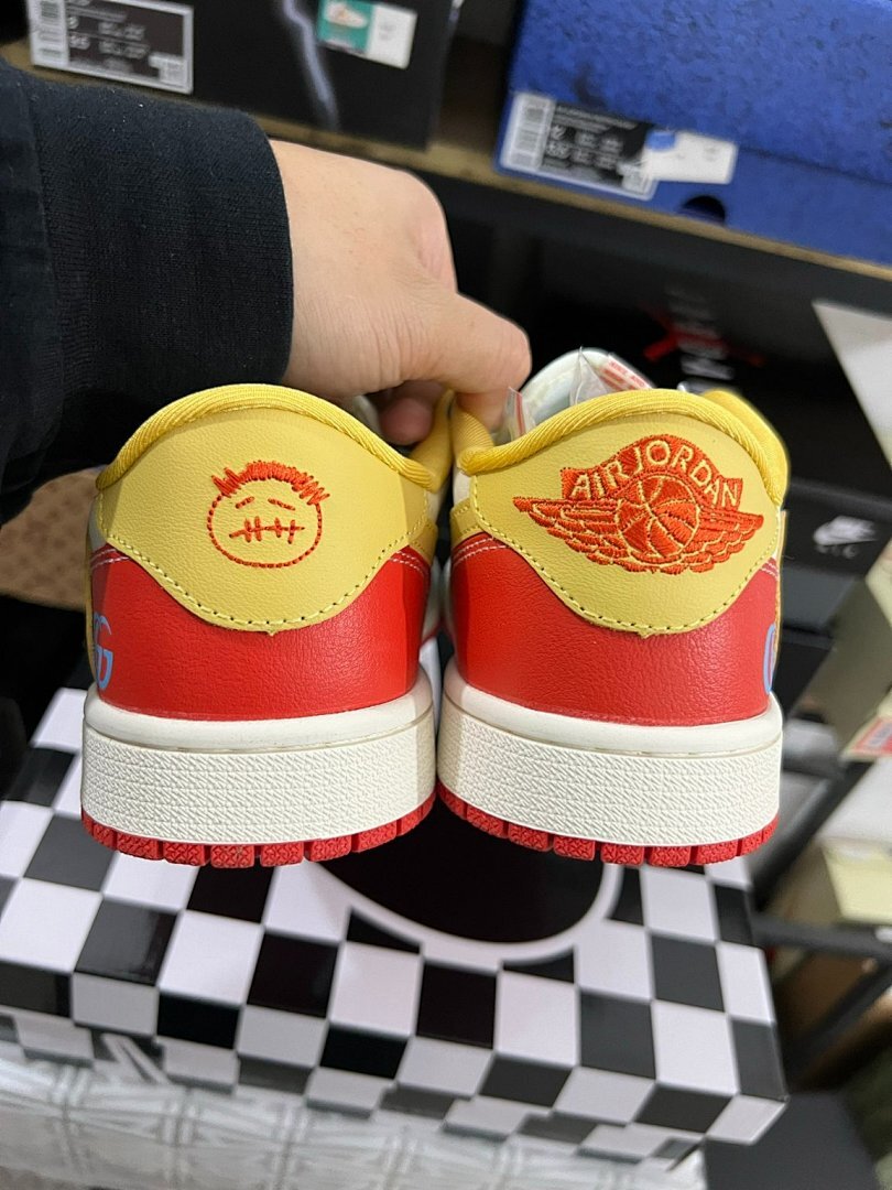 Air Jordan 1 Low Gucci Inspired Teal Yellow Red Sneakers