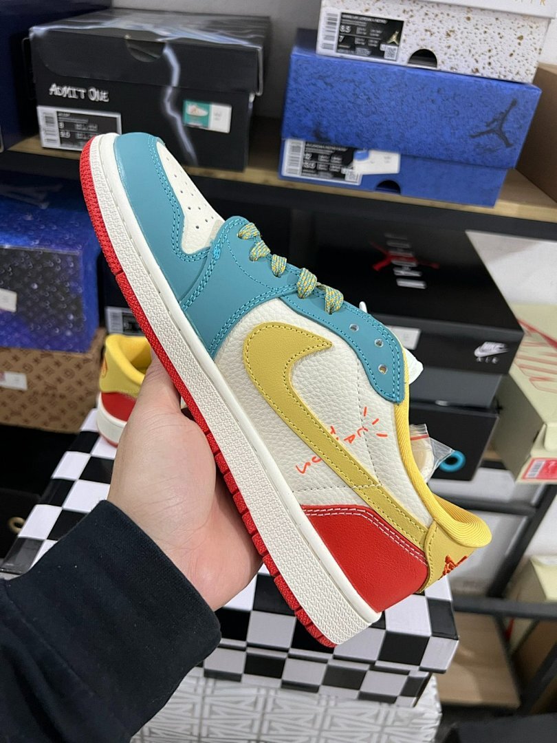 Air Jordan 1 Low Gucci Inspired Teal Yellow Red Sneakers