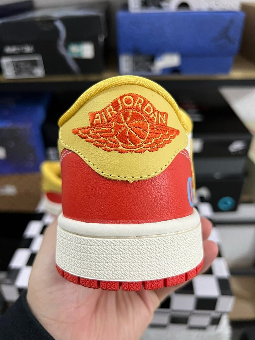 Air Jordan 1 Low Gucci Inspired Teal Yellow Red Sneakers
