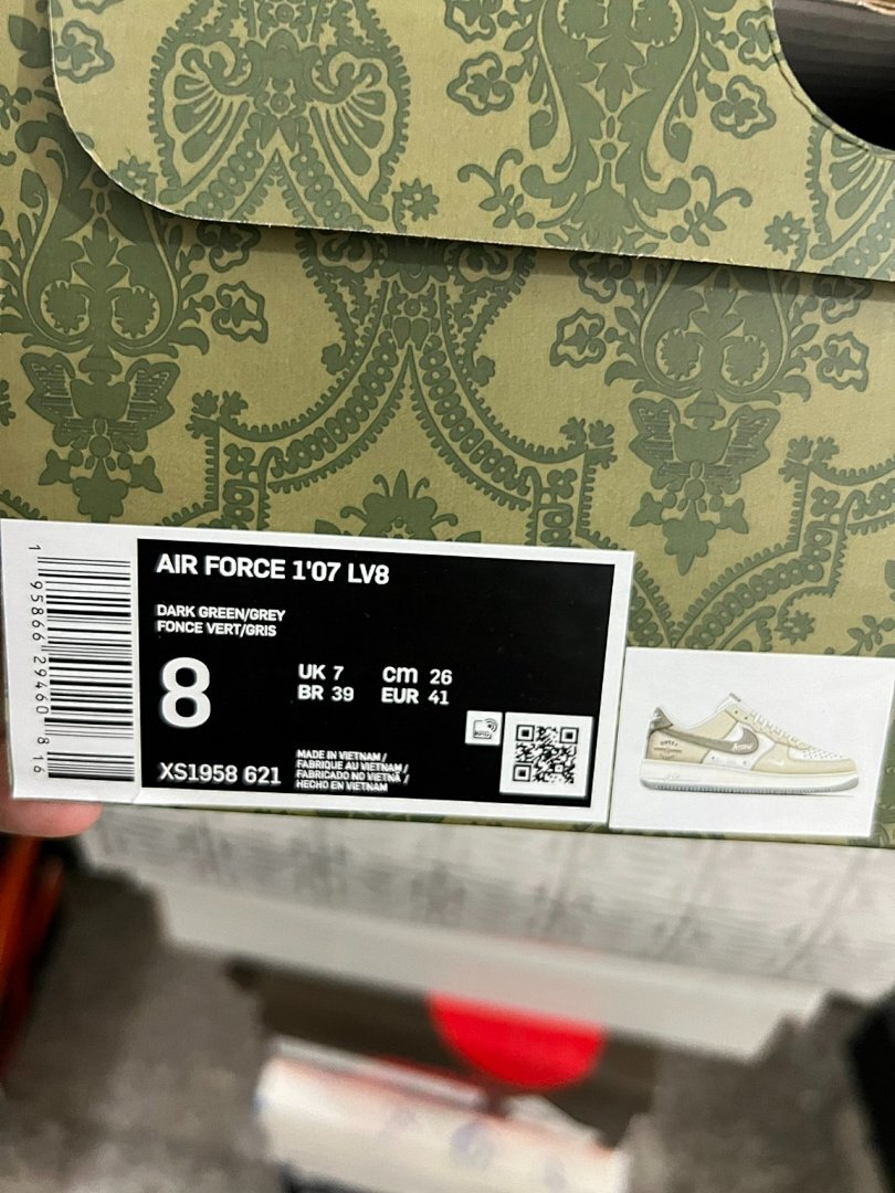 Nike Air Force 1 Low Gucci Monogram Sage Green Grey Cream Sneakers