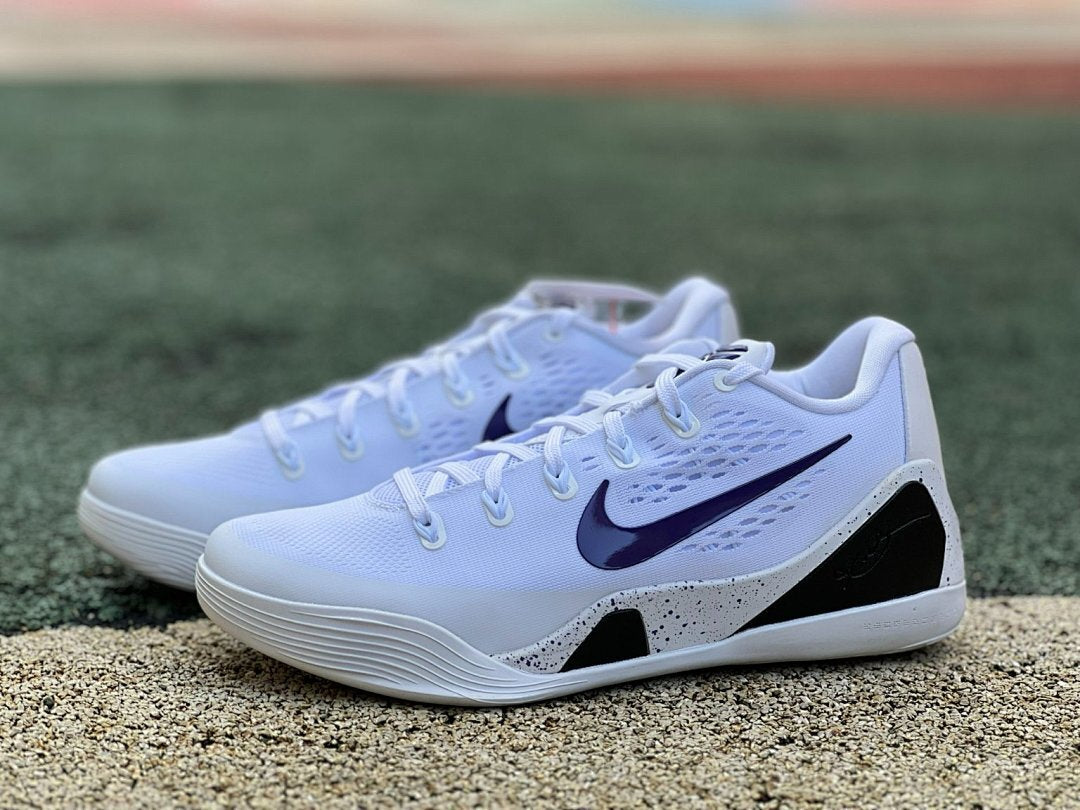 Nike Kobe 9 EM Low "Court Purple" White Black Speckled Basketball Shoes Men's Sneakers 646701-100