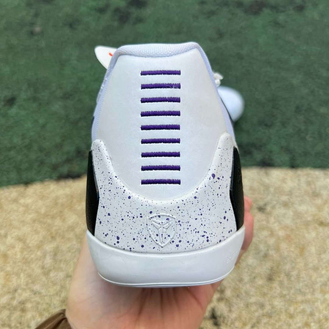 Nike Kobe 9 EM Low "Court Purple" White Black Speckled Basketball Shoes Men's Sneakers 646701-100
