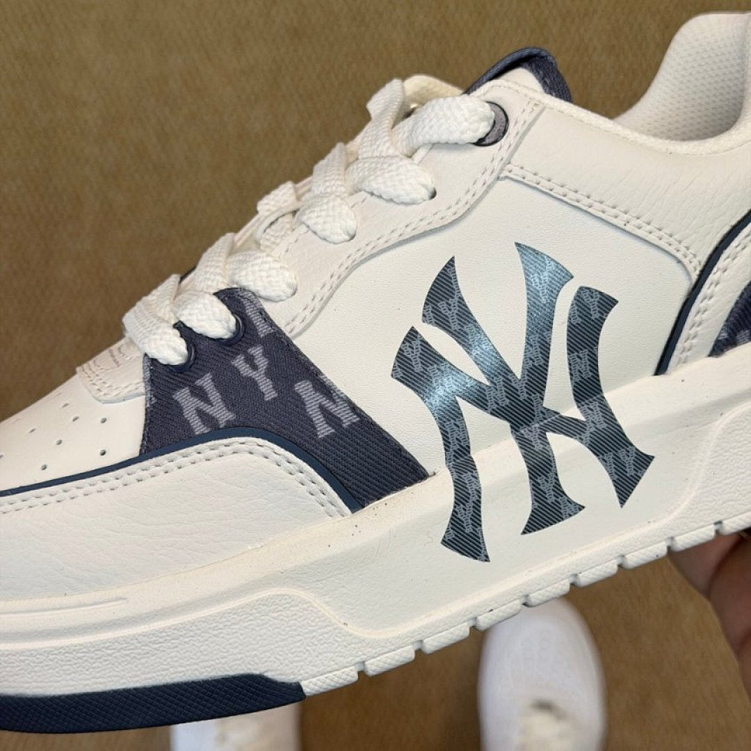 MLB New York Yankees Monogram Low Top Platform Sneakers White Navy