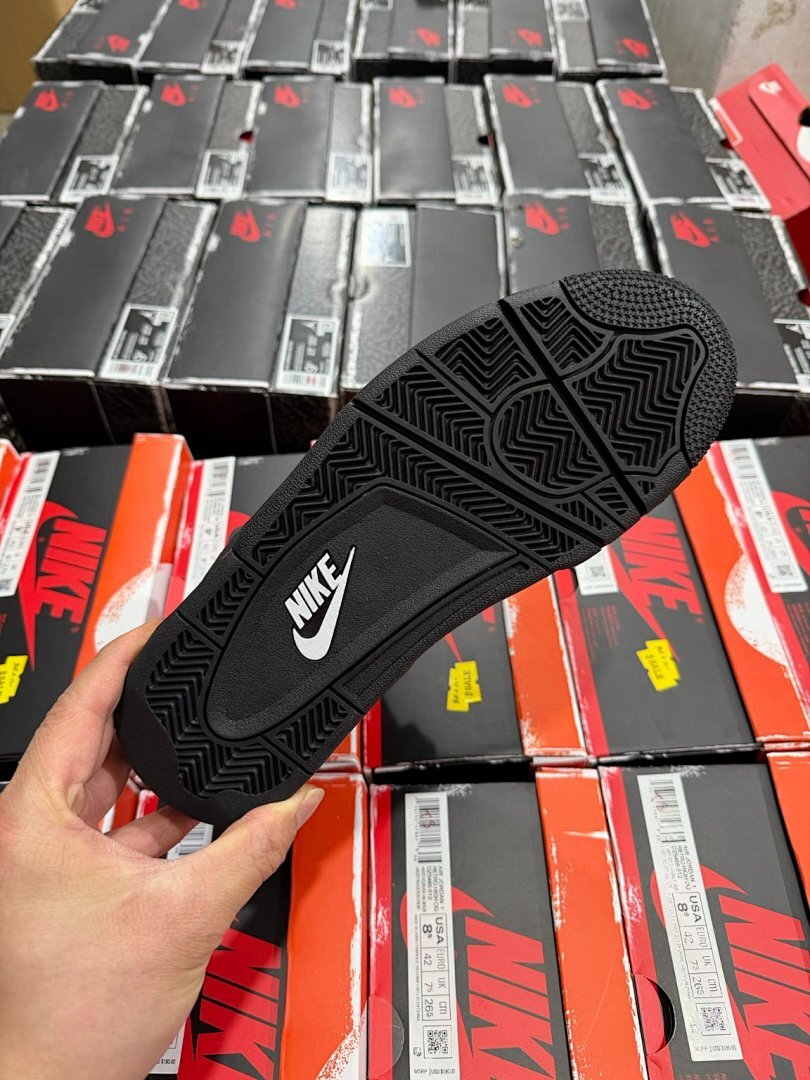 Nike Air Jordan 4 Retro Black Cat 308497-002 Triple Black Men's Sneakers