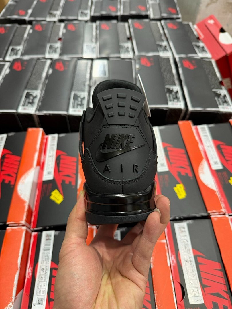 Nike Air Jordan 4 Retro Black Cat 308497-002 Triple Black Men's Sneakers