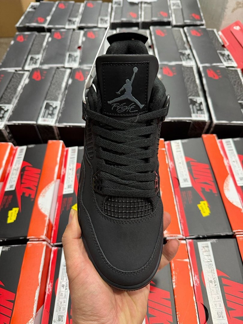 Nike Air Jordan 4 Retro Black Cat 308497-002 Triple Black Men's Sneakers
