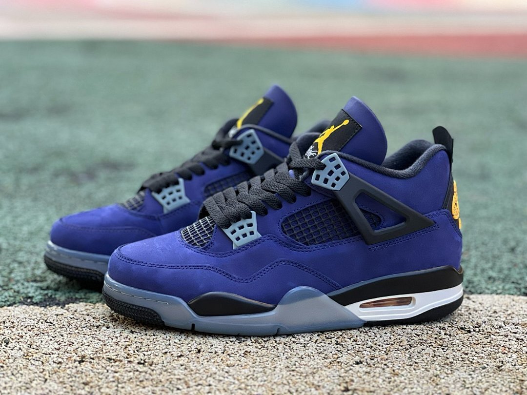 Nike Air Jordan 4 Retro Raptors Black Court Purple Yellow Grey Men's Sneakers 308497-065