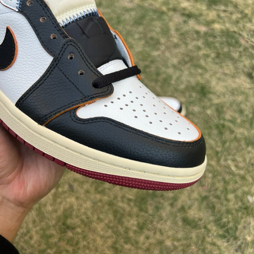 Union x Air Jordan 1 Low OG "Black Toe" White Black Red Sail Sneakers FD2565-100 - Men's Nike Jordan Collaboration Shoes