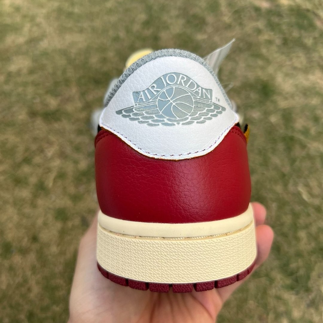 Union x Air Jordan 1 Low OG "Black Toe" White Black Red Sail Sneakers FD2565-100 - Men's Nike Jordan Collaboration Shoes