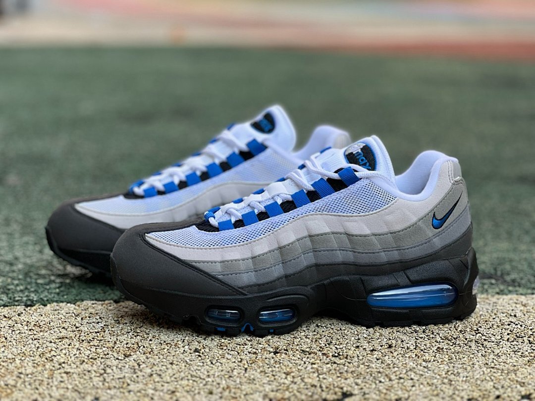 Nike Air Max 95 'Photo Blue' Men's Running Shoes Black White Grey Hyper Royal 609048-088