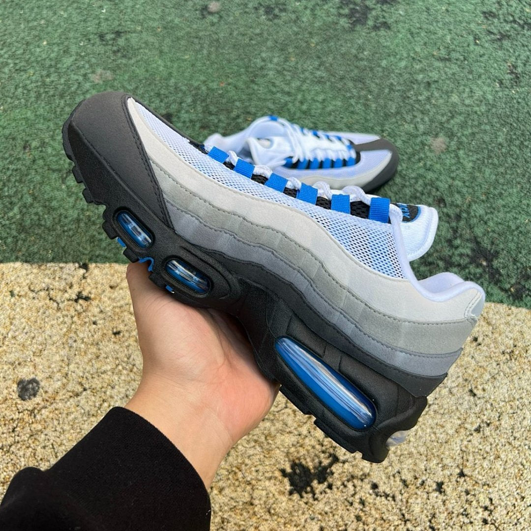 Nike Air Max 95 'Photo Blue' Men's Running Shoes Black White Grey Hyper Royal 609048-088