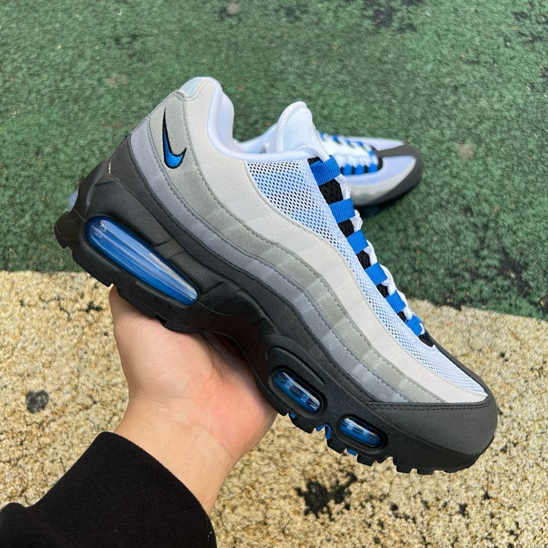 Nike Air Max 95 'Photo Blue' Men's Running Shoes Black White Grey Hyper Royal 609048-088