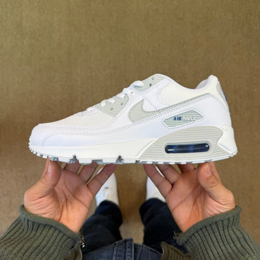 Nike Air Max 90 White Light Grey Blue Casual Sneakers Men Women Running Shoes Classic Retro Trainers Lifestyle Sport Footwear Comfortable Durable
Nike Air Max 90 White Particle Grey Blue