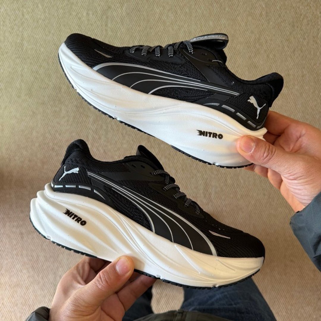 Puma Deviate Nitro 2 Men's Running Shoes Black White Performance Trainers 376785-01