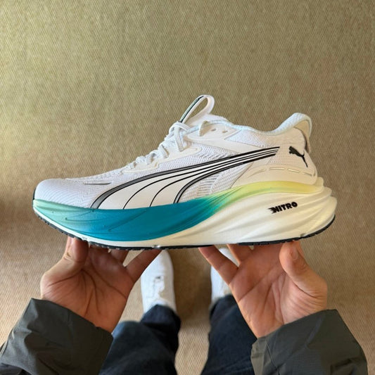 Puma Deviate NITRO 2 Men's Running Shoes White Black Fizzy Lime Gradient Performance Sneakers 376785-01