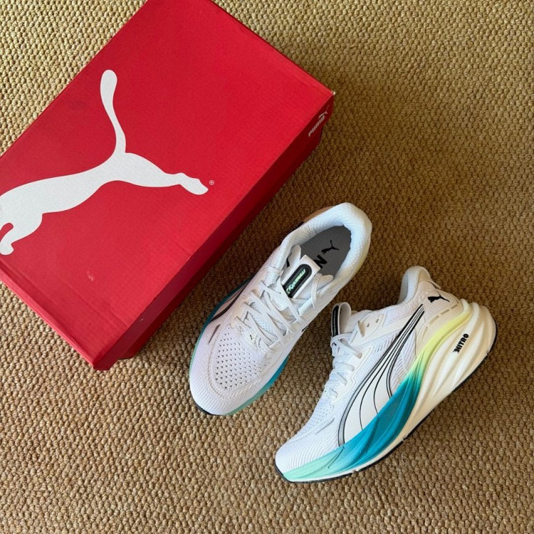 Puma Deviate NITRO 2 Men's Running Shoes White Black Fizzy Lime Gradient Performance Sneakers 376785-01
