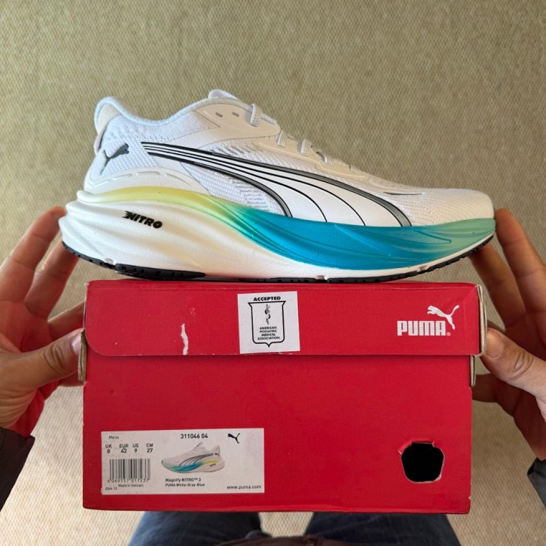 Puma Deviate NITRO 2 Men's Running Shoes White Black Fizzy Lime Gradient Performance Sneakers 376785-01