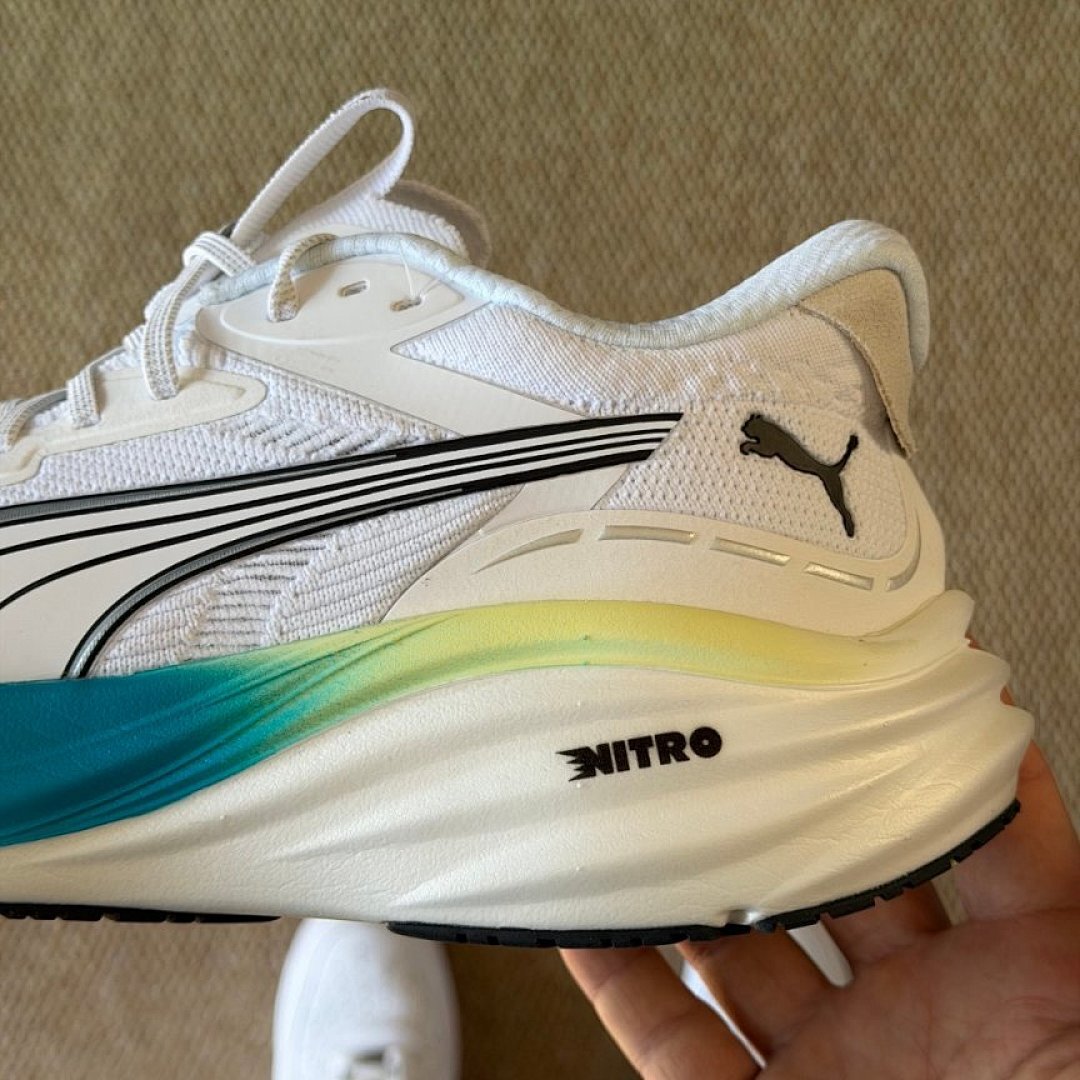 Puma Deviate NITRO 2 Men's Running Shoes White Black Fizzy Lime Gradient Performance Sneakers 376785-01