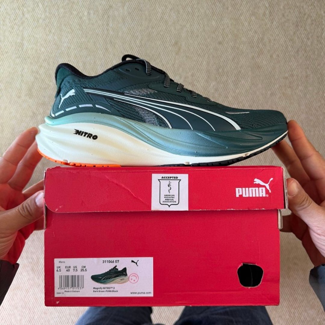 Puma Men's Deviate Nitro 2 Running Shoes - Forest Night / PUMA Black / Fast Yellow - Performance Road Running Trainer with PWRPLATE - 377660-06