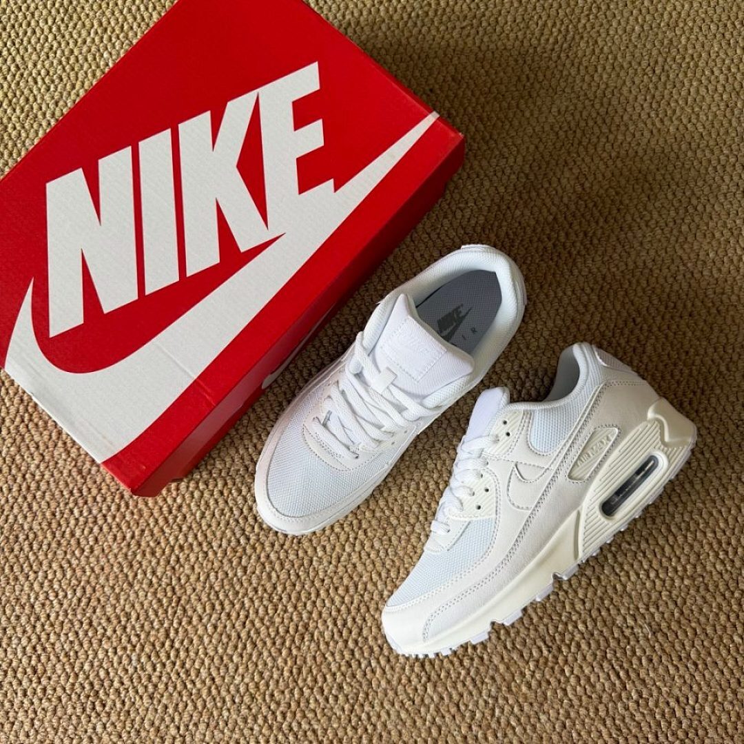 Nike Air Max 90 'White/Sail-White' (DX0116-100) Men's Women's Classic Lifestyle Running Shoes Sneakers Trainers Off-White Cream