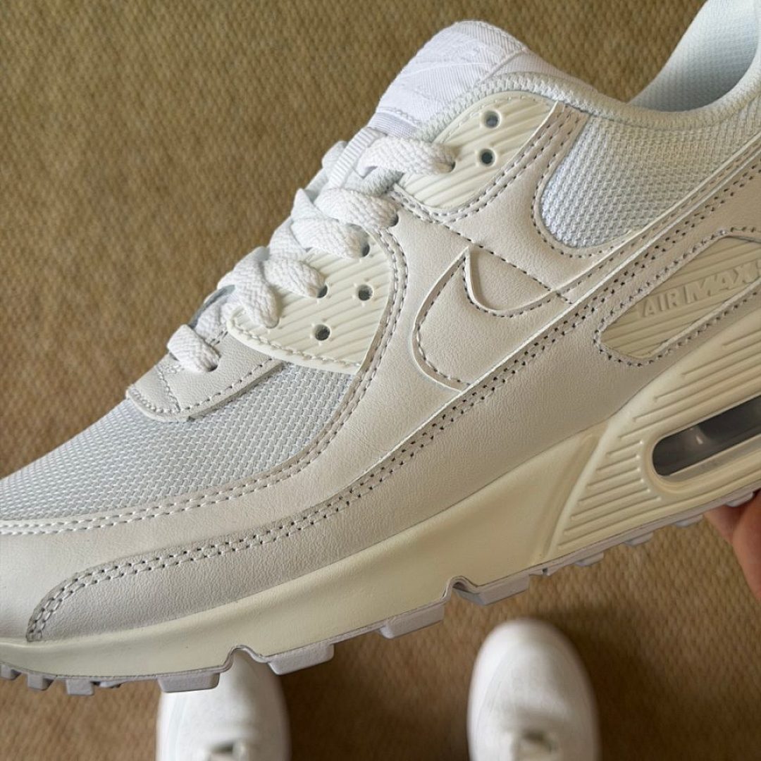 Nike Air Max 90 'White/Sail-White' (DX0116-100) Men's Women's Classic Lifestyle Running Shoes Sneakers Trainers Off-White Cream