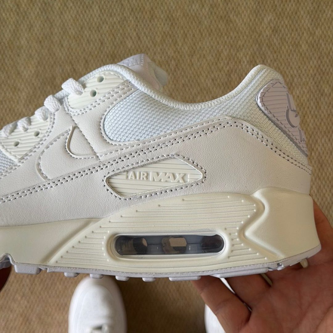 Nike Air Max 90 'White/Sail-White' (DX0116-100) Men's Women's Classic Lifestyle Running Shoes Sneakers Trainers Off-White Cream