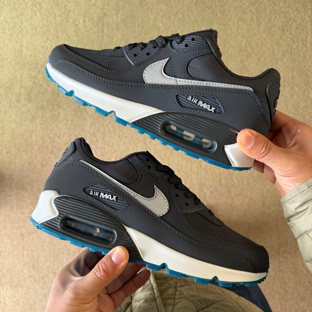 Nike Air Max 90 Black Iron Grey White Photo Blue Men's Lifestyle Sneakers Shoes DQ8974-001