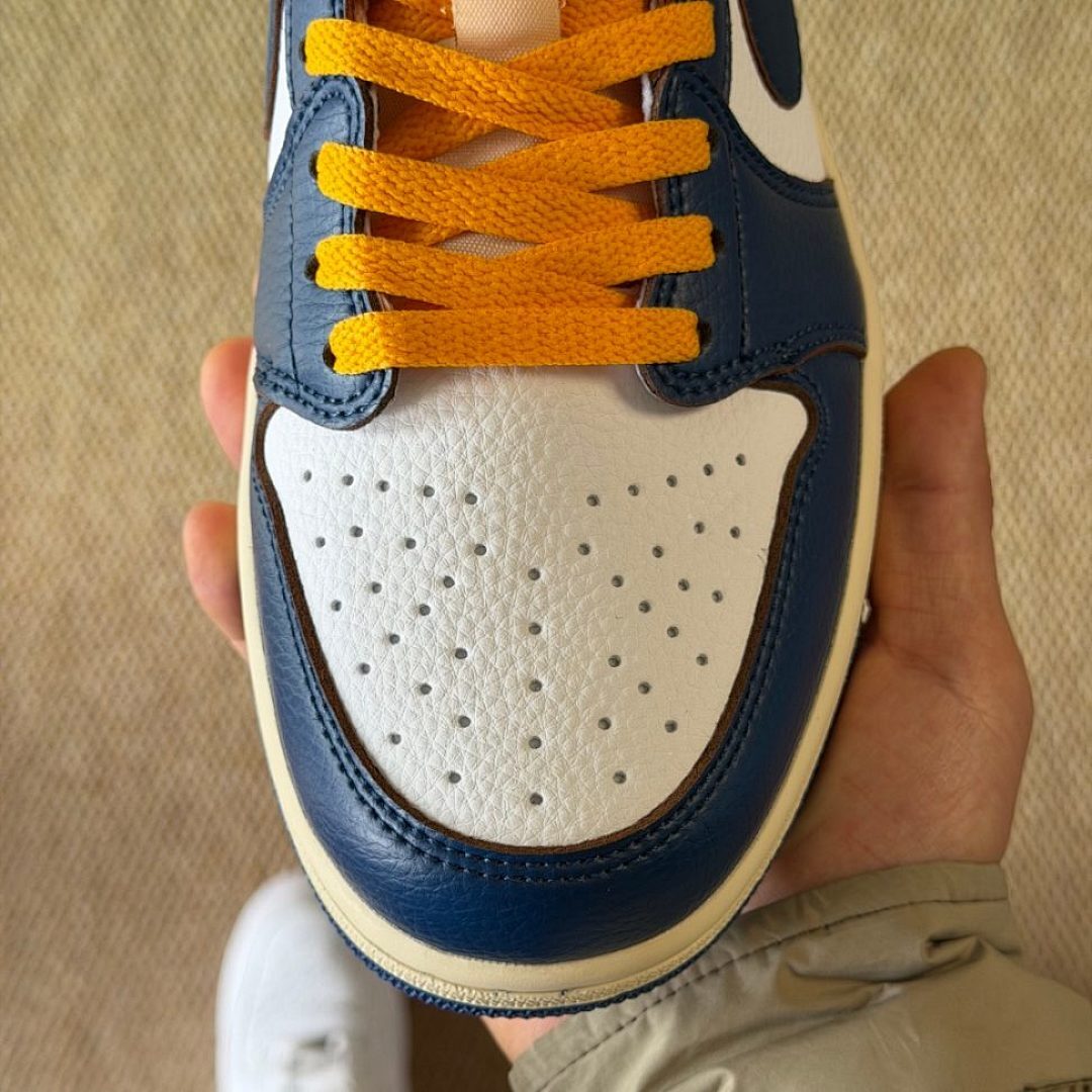 Nike Air Jordan 1 Low Union LA Sail Muslin Dark Powder Blue Gym Red Yellow Laces Men's Women's Sneakers
