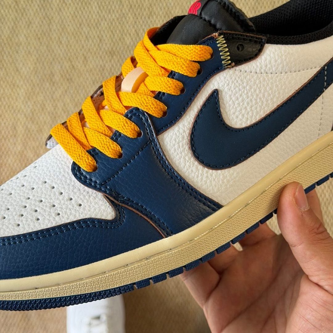 Nike Air Jordan 1 Low Union LA Sail Muslin Dark Powder Blue Gym Red Yellow Laces Men's Women's Sneakers