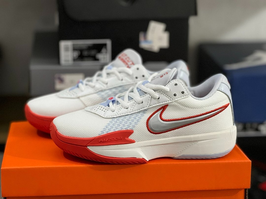 Nike GT Cut Academy Basketball Shoes Men's White University Red Metallic Silver Athletic Sneakers FJ9299-100