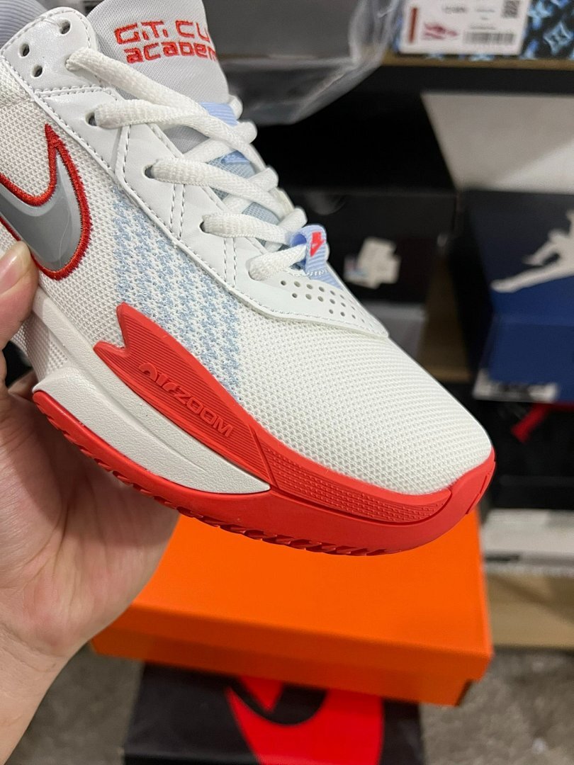 Nike GT Cut Academy Basketball Shoes Men's White University Red Metallic Silver Athletic Sneakers FJ9299-100