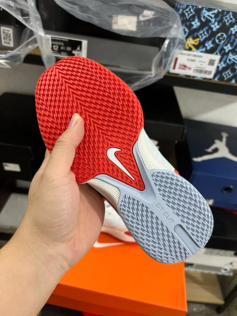 Nike GT Cut Academy Basketball Shoes Men's White University Red Metallic Silver Athletic Sneakers FJ9299-100