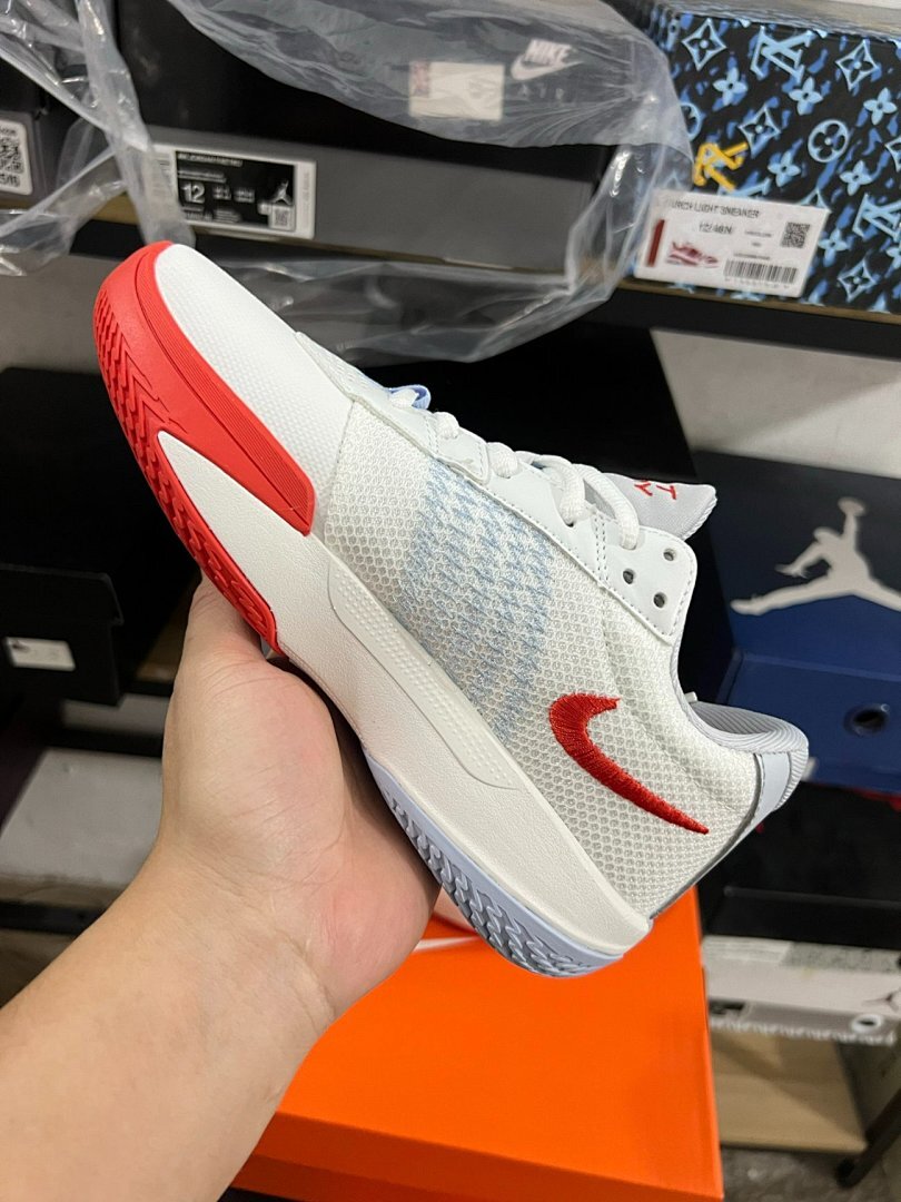 Nike GT Cut Academy Basketball Shoes Men's White University Red Metallic Silver Athletic Sneakers FJ9299-100