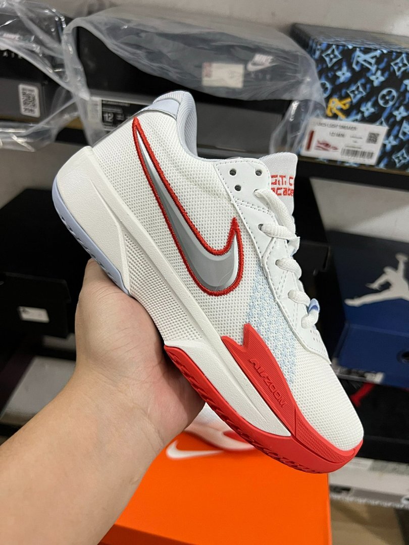 Nike GT Cut Academy Basketball Shoes Men's White University Red Metallic Silver Athletic Sneakers FJ9299-100