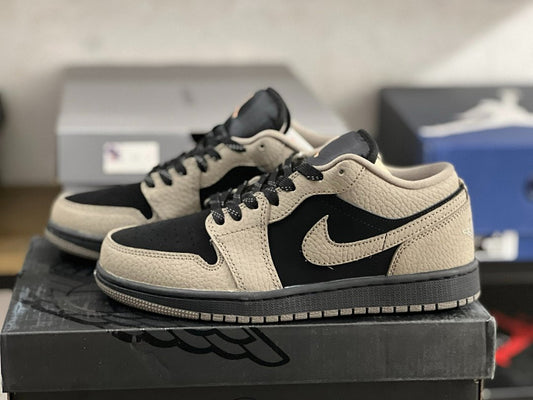 Nike Air Jordan 1 Low "Palomino" Black Tumbled Leather Men's Sneakers (553558-006)