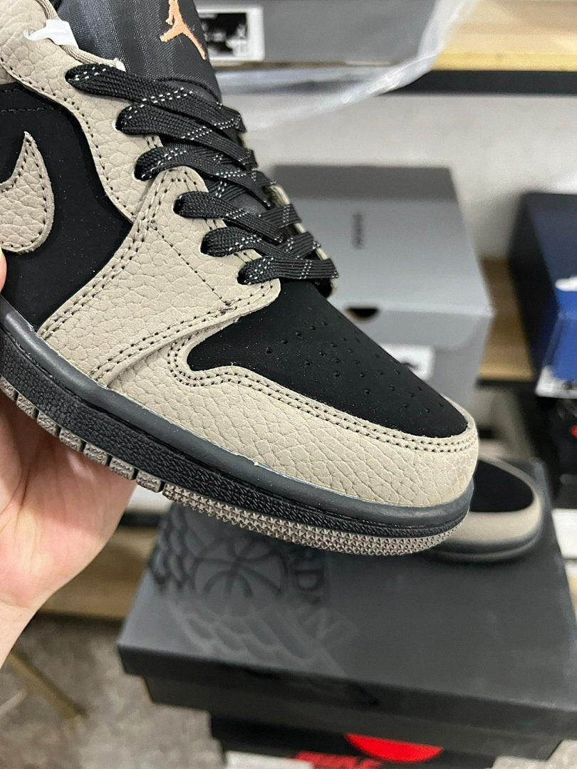 Nike Air Jordan 1 Low "Palomino" Black Tumbled Leather Men's Sneakers (553558-006)