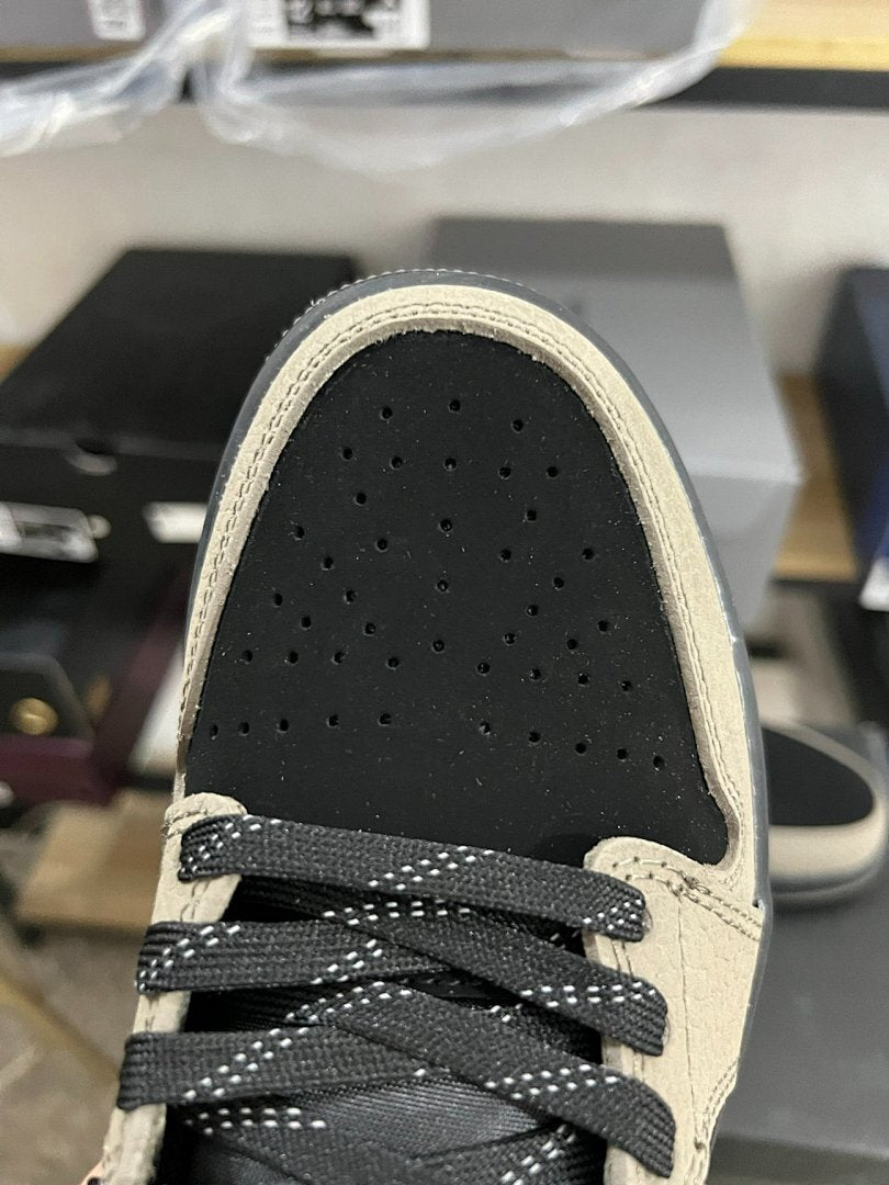 Nike Air Jordan 1 Low "Palomino" Black Tumbled Leather Men's Sneakers (553558-006)