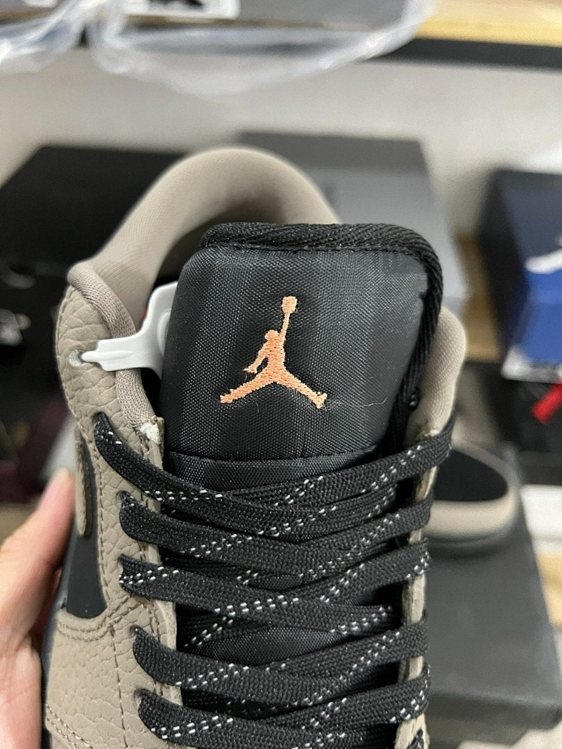 Nike Air Jordan 1 Low "Palomino" Black Tumbled Leather Men's Sneakers (553558-006)