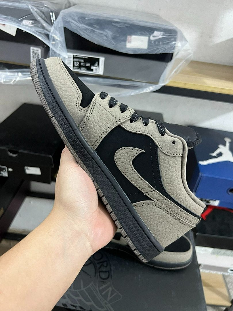 Nike Air Jordan 1 Low "Palomino" Black Tumbled Leather Men's Sneakers (553558-006)